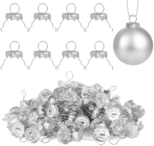 Ornament Caps 400 Pcs Christmas Ball Caps Gold Silver Removable Metal Hanger Home Xmas Tree DIY Decoration Balls Accessories(Mix) by Unknown