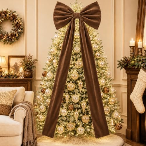 Knitgrip 1 Pack 20x71 in Christmas Large Velvet Bows, Brown by Knitgrip