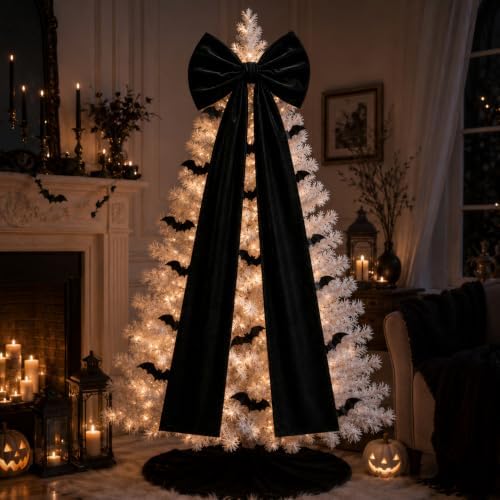 Knitgrip 1 Pack 20x71 in Christmas Large Velvet Bows, Black - Image 3