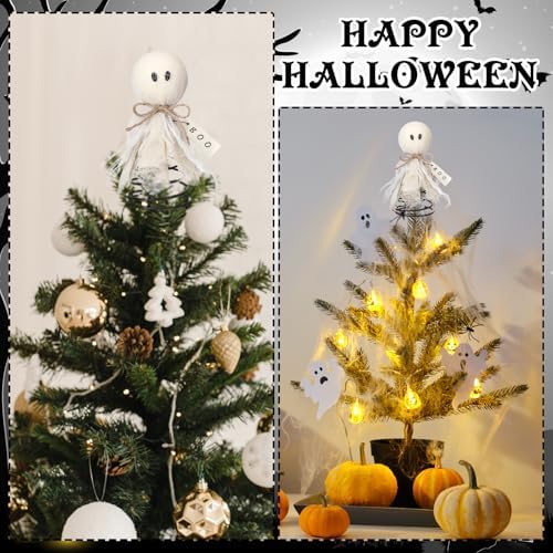 Suncalla Halloween Gauze Ghost Tree Topper, 5.5" Spooky Tree Ornament - Image 4