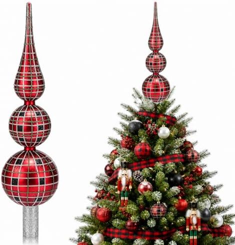 Roowest 13" Vintage Glass Christmas Tree Topper, Mercury Glass Finial by Roowest