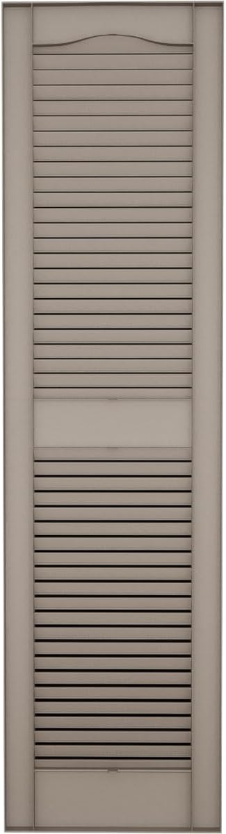 Ekena Millwork Lifetime Vinyl LL1S12X06400CL Standard Cathedral Top Center Mullion, Open Louver Vinyl Shutters, w/Installation Shutter-Lok's & Matching Screws (Per Pair), 12"W x 64"H, Clay