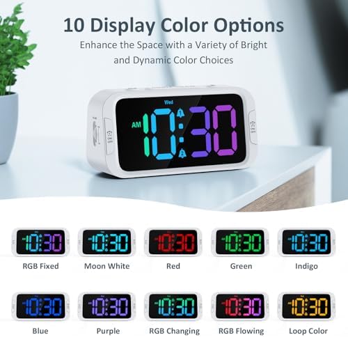 Odokee Digital Dual Alarm Clock for Bedroom with 0-100% Dimmable Display | RGB Electric Alarm Clock for Kids with Weekday/Weekend Mode - Loud Alarm for Heavy Sleepers with 5 Sounds Adjustable Volume - Image 2