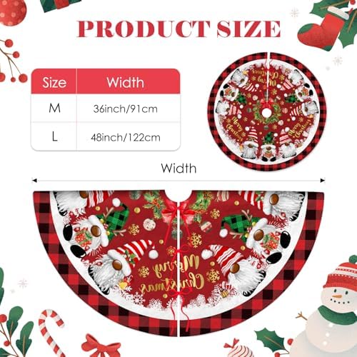 Christmas Tree Skirt, Gnomes Tree Skirts 36 Inch, Christmas Trees Decoration, Xmas Decor Mat for Indoor Outdoor, Xmas Skirts, Gnomes Holiday Decoration - Image 5
