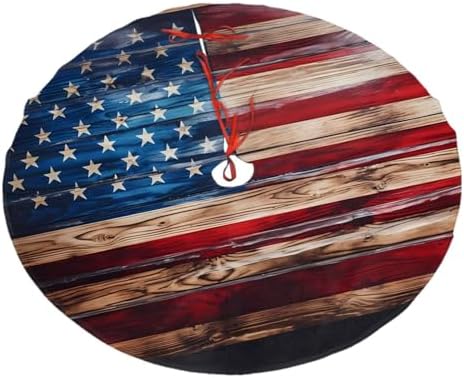 Retro American Flag Tree Skirts Xmas Ornaments, Tree Mat for Christmas Party Holiday All Occasions 48" by Dewoofly