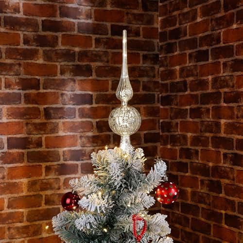Gejoy 12" Mercury Glass Christmas Tree Topper,Classic,Sliver - Image 2