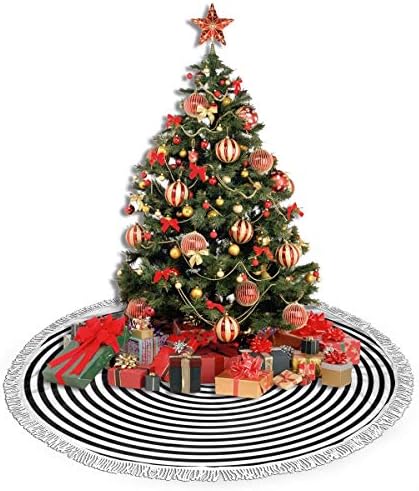 Christmas Tree Skirt 48" Inch Spiral Xmas Tree Skirt Mat with White Tassel for Party Holiday, Tree Skirt Christmas Decorations - Image 4