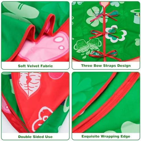 36 Inch Valentine's Day Tree Skirt Love Heart Clover Double Sided Print Mat St. Patrick's Day Tree Skirt Christmas Tree Skirt for Holiday Party Decoration - Image 3