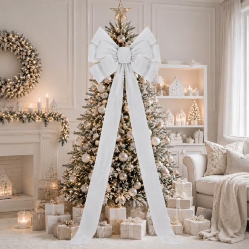 Norme 1 Pcs Ivory Extra Large Christmas Tree Topper Bow Decor by Norme
