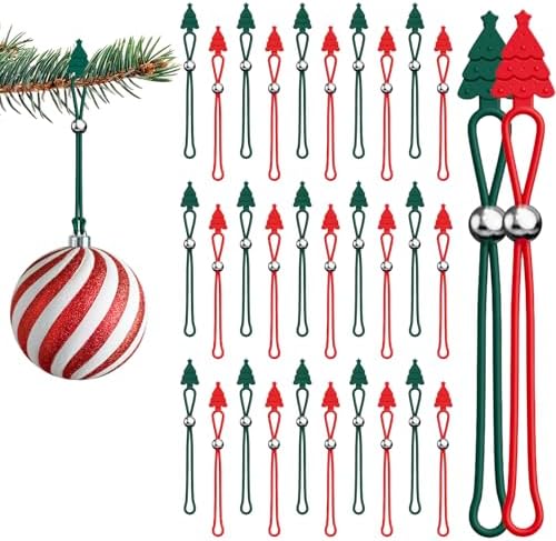 30pcs Christmas Ornament Hooks, Christmas Green & Red Silicone Decorations, for Hanging Ornaments Wreaths Stockings Holiday Decor by Wolom