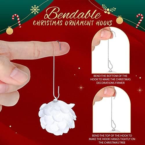 Mixweer 120pcs Christmas Ornament Hooks 0.51 x 2.36'', Silver - Image 3