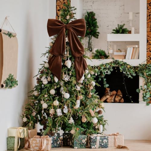 Knitgrip Extra Large Velvet Christmas Tree Topper Bow, Brown, 47 Inch - Image 5