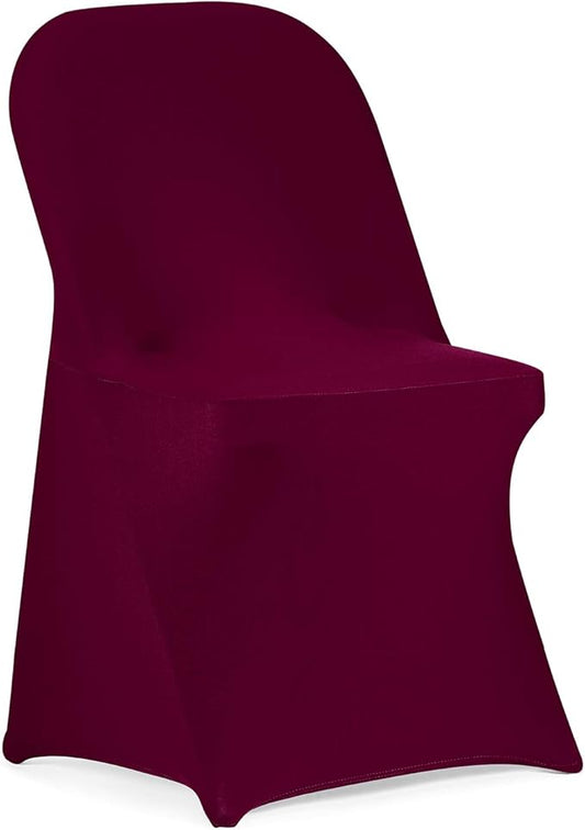 Peomeise Stretch Spandex Folding Chair Cover for Wedding Party Dining Banquet Event (Burgundy,25pcs)