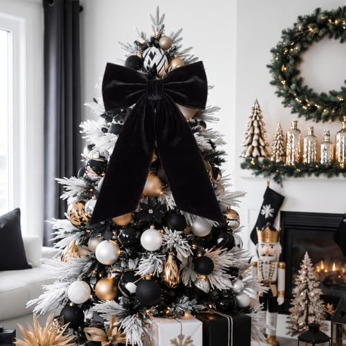 HunnmingRe 20 x 30 Inches Black Large Velvet Bow Decor Giant Bow Party Decorations for Wall Backdrop Wedding Bridal Shower Birthday Party Room Home Wreath & Door Hanging Decorations - Image 3