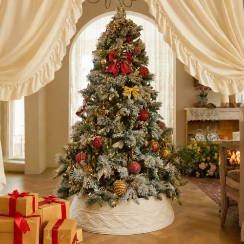 Noiclub Knit Christmas Tree Collar, Christmas Tree Skirt, Cream, 23-30 in - Image 4