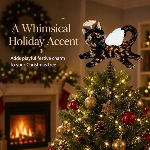 Soulchen Christmas Tree Topper Metal Tortoiseshell Angel Cat - Image 6