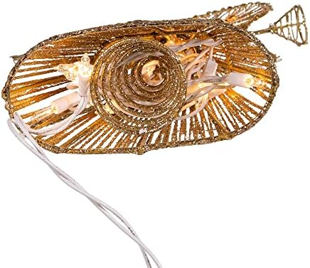 12-Inch 20 Light Incandescent Gold Glitter Angel Tree Topper - Image 6