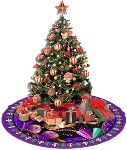 Mardi Gras Christmas Tree Skirt 48" for Xmas Halloween New Year Holiday Party Home Tree Mat Decor Ornaments Decoration - Image 5
