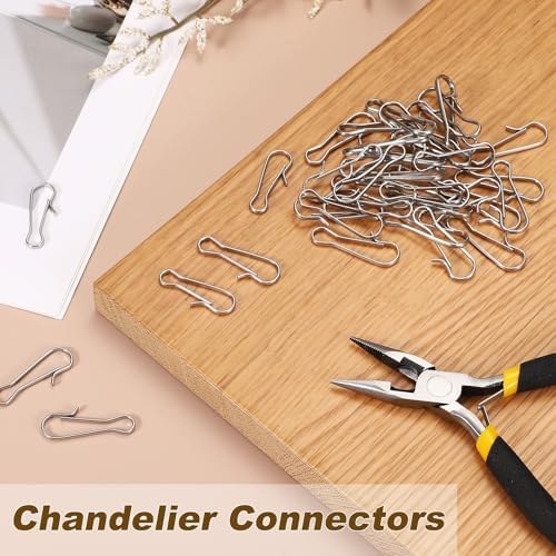 M METERXITY 50 Pack Hook Chandelier Crystal Hooks, 1.18 x 0.35 Inch Connector Clips Pins for Fasten Connecting Crystal DIY, Suncatcher, Chandelier, Ceiling Light Parts [304 Stainless Steel] - Image 6