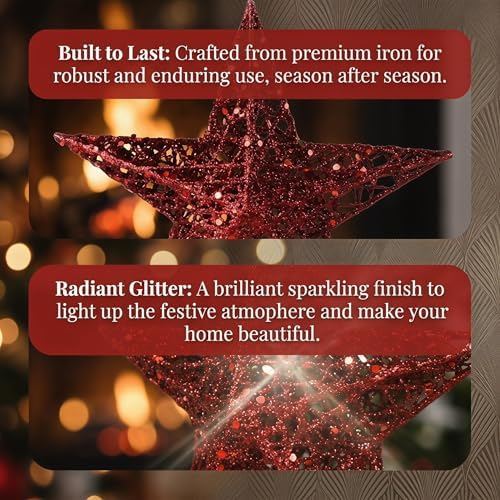 BinaryABC Iron Christmas Tree Star Topper,20cm Glittering Tree Topper - Image 5