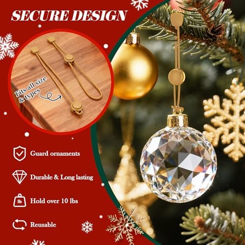 24 PCS Adjustable Christmas Ornament Hooks, Hoevaton Non-Slip Hanger Hooks for Hanging Small & Large Heavy Ornaments, Xmas Ornament Hanging Hooks for Holiday Tree Decorations (Gold, 24 Count) - Image 2