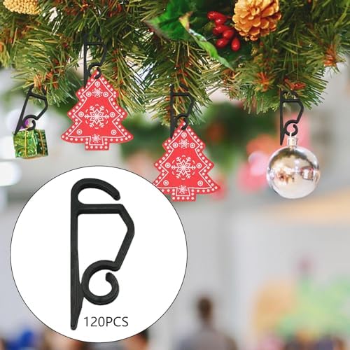 120 Pieces Christmas Light Hooks Tree Hooks Ornament Hooks Clip Hangers Plastic for Easy Attach And Remove Suitable for Christmas Trees Indoor, black - Image 5