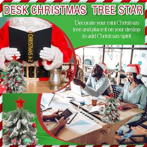 Hanaive 3 Pcs Mini Christmas Tree Topper Small Star Christmas Treetop Ornaments for Mini Tree Holiday Decorative Star for Xmas Home Decor(Red,2.36 Inch) - Image 5