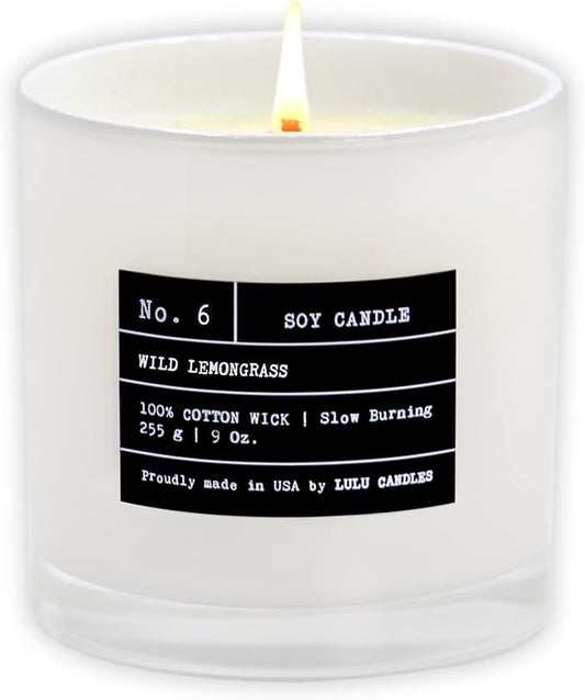 Lulu Candles | Wild Lemongrass | Luxury Scented Soy Jar Candle | Hand Poured in The USA | Highly Scented & Long Lasting (9 Oz.)