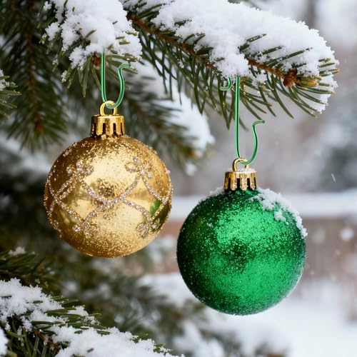 Ornament Hooks, 100 Pcs Christmas Ornament Hooks, Ornament Hangers, Ornament Hook for Christmas Trees, Metal Wire Small Ornaments Hooks Anchors for Xmas Tree Decorations Hanging Party Decor, Green - Image 2