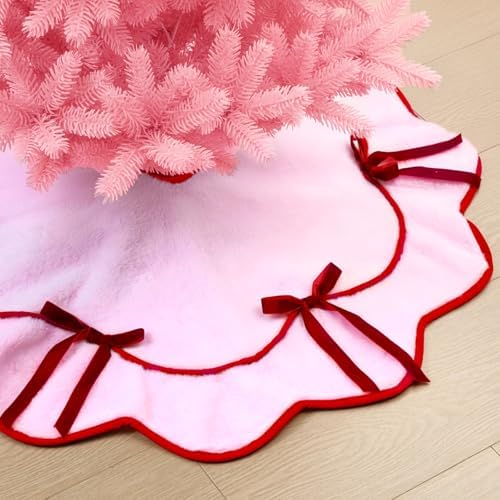 Soulchen Red Velvet Bow Pink Christmas Tree Skirt 36 Inches by Soulchen