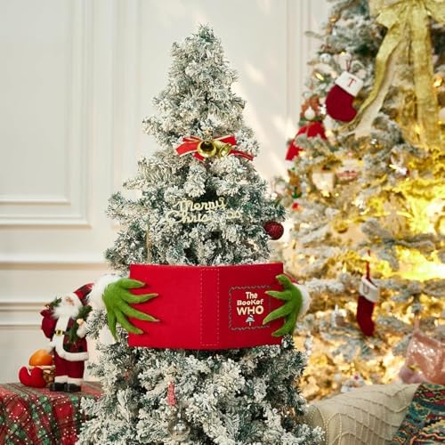 Whimsical Christmas Tree Decorations, Funny Elf Reading The Book of WHO Christmas Tree Topper Ornaments Farmhouse Xmas Decor for Table Mantel Porch Holiday Party Gifts - Image 2