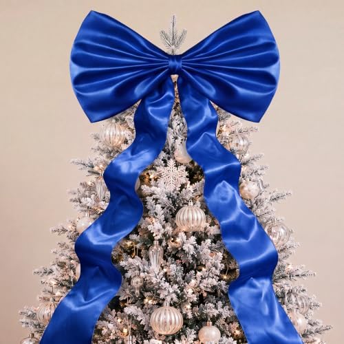 Daifunli 24 x 79 Inches Giant Satin Bow Christmas Tree Topper,Royal Blue by Huiinen