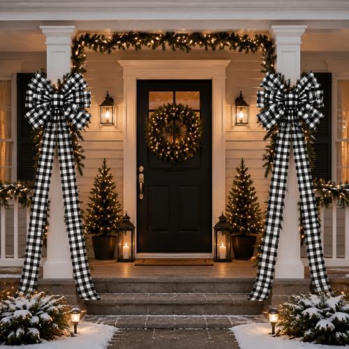 Norme 1 Pcs Black White Extra Large Christmas Tree Topper Bow Decor - Image 6