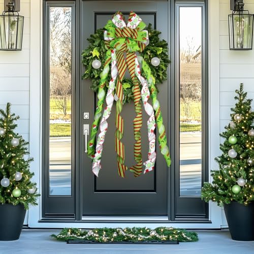 Large Christmas Tree Topper Bow 52x13 Inch, Pre-Tied Wired Wreath Ribbon - Image 7