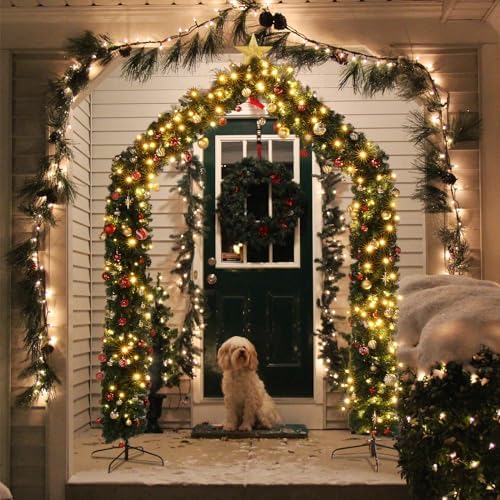 Outvita Christmas Archway Decoration, 8.5ft Artificial Tree Stand with Roof Top, Background Stand for Outdoor Indoor Room Festival Decoration - Image 7