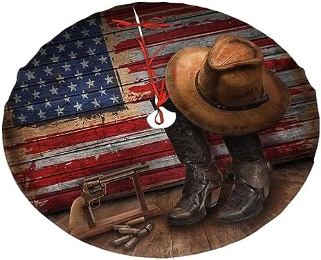 American Western Cowboy Tree Skirt Christmas Tree Ornaments Tree Skirt for Christmas Decoration 36" by Majoug