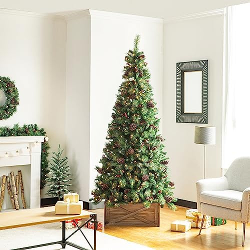 Glitzhome Wooden Tree Collar, Christmas Tree Base Cover, 22" L Natural Tree Skirt Collar Christmas Tree Collars for 7.5ft Tree - Image 2
