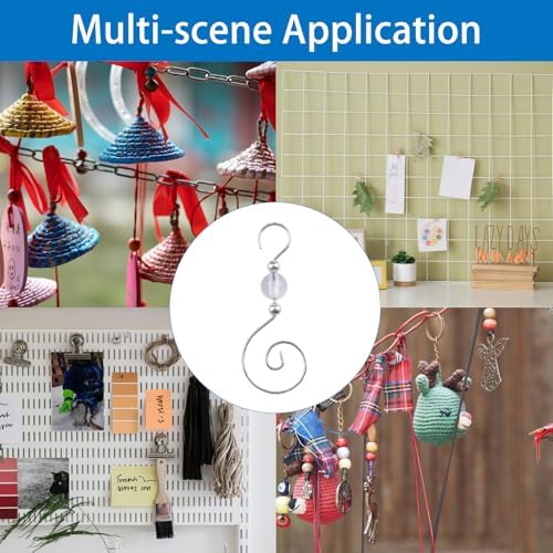 INCREWAY 60PCS Christmas Ornament Hooks, S-Shaped Metal Hooks, Decorative Hook with Crystal Beads for Hanging Ornaments, Decorations - Image 5