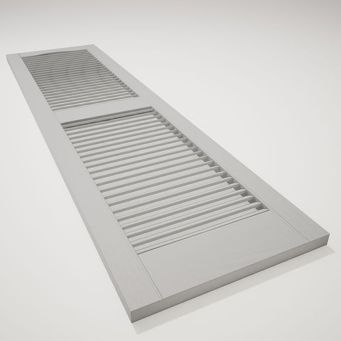 Ekena Millwork Lifetime Vinyl LL1S14X07500PG Standard Cathedral Top Center Mullion, Open Louver Vinyl Shutters, w/Installation Shutter-Lok's & Matching Screws (Per Pair), 14 1/2"W x 75"H, Paintable