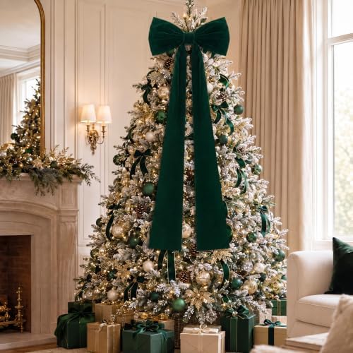 Knitgrip 2 Pack 20x71 in Christmas Large Velvet Bows, Dark Green - Image 6
