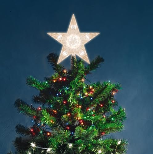 LAMPHOME Christmas Tree Topper, Christmas Star Tree top Decor Light for Christmas Holiday Home Fit for General Size Xmas Tree(9 Inch 10 Lights Clear Colour) - Image 4
