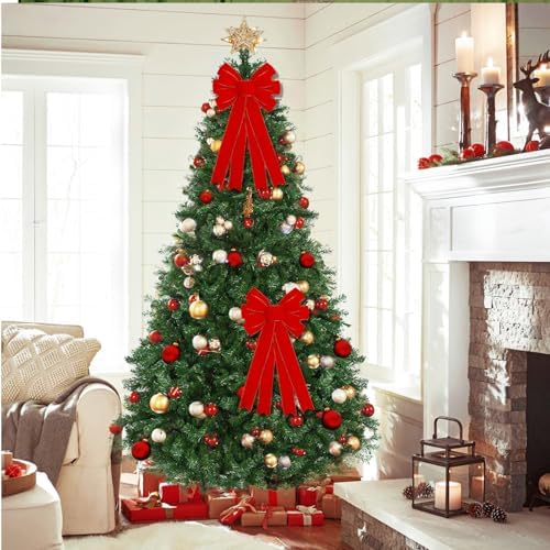Hongsome 2 Pcs Large 12?€?x24?€? Red Velvet Christmas Bows Outdoor Decorations - Image 5