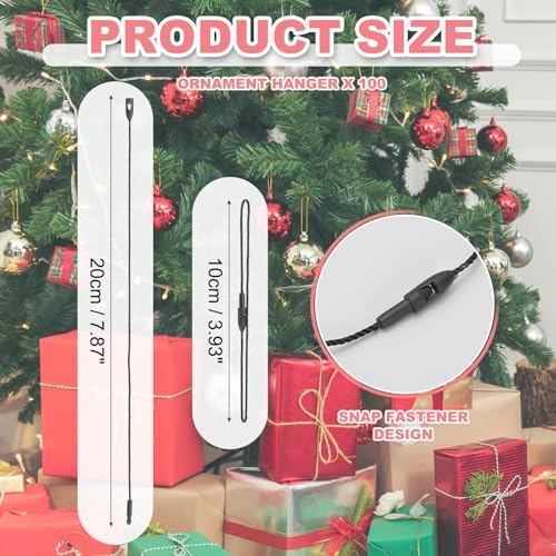 PATIKIL Christmas Ornament Hooks, 100 Pcs LED String Light Hanging Cable Holiday Decor Gift Tag Hanger with Snap Lock for Valentine's Halloween, Black - Image 2