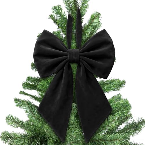 Janinka Black Christmas Tree Topper Bow 22" Big,Velvet by Janinka