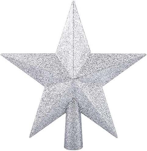 8 Inches Christmas Tree Top Crown Glitter Star Decoration (Silvery) by Livder