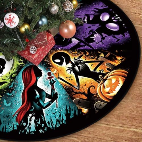 Funny Halloween Tree Skirt 48 Inch October Skull Home Party Decor by Flaircave