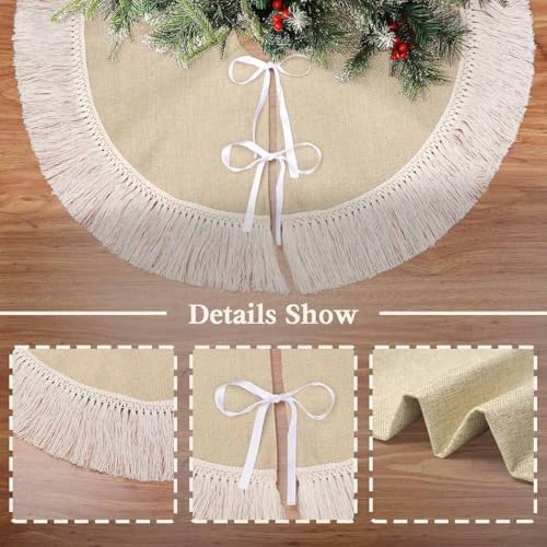 24" Burlap Tree Skirts with Tassel, Fall Tree Skirt for 2-3 Ft Tabletop - Image 5