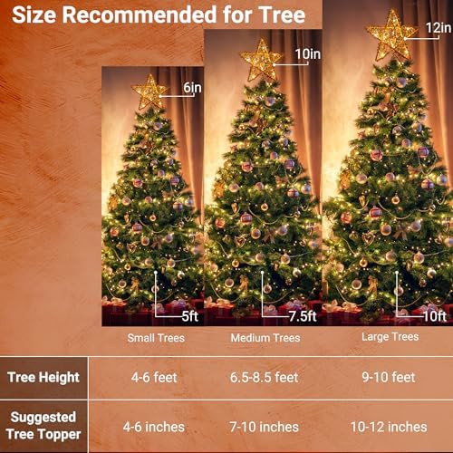ODEETRONIC 10" Rustic Christmas Star Tree Topper, Rattan Natural Hollow - Image 6