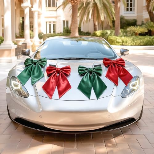 Red Green Big Bow Decor 23 x 11 Inch Christmas Bows for Wreaths Decrations Crib Large Green Red Satin Bows Decor Giant Bow Coquette Party for Xmas Gift Wrapping Baby Shower Wedding (4 Pack) - Image 6