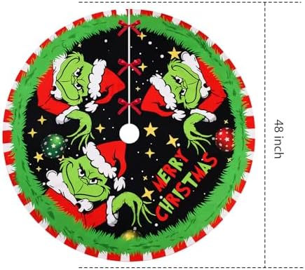 Christmas Tree Skirt Christmas Decorations Soft Red Green Christmas Decor Mat for Xmas Holiday Decorations 48" - Image 2